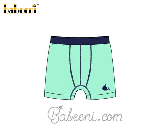 Navy whale embroidery boy underwear - UM 04