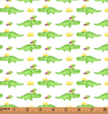 K343- Crown, Alligator in Mardi gras printing 4.0