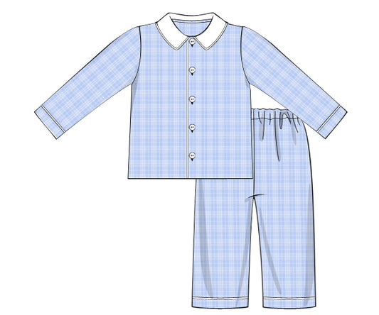 M119- Blue plaid fabric