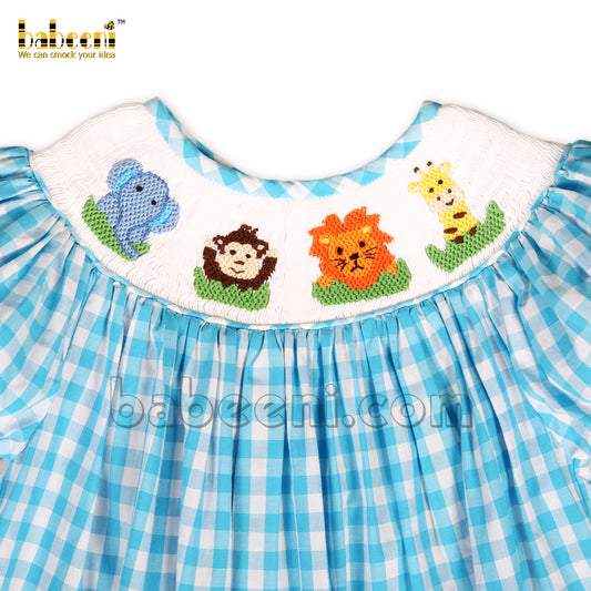 Wild animals smocked girl bishop - DR 3129