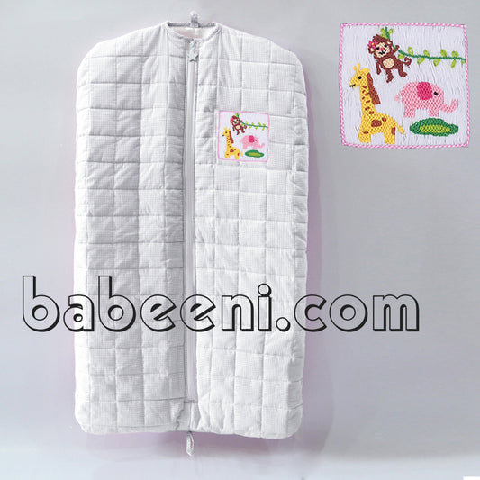 Cute animals smocked gray garment bag - QA 14