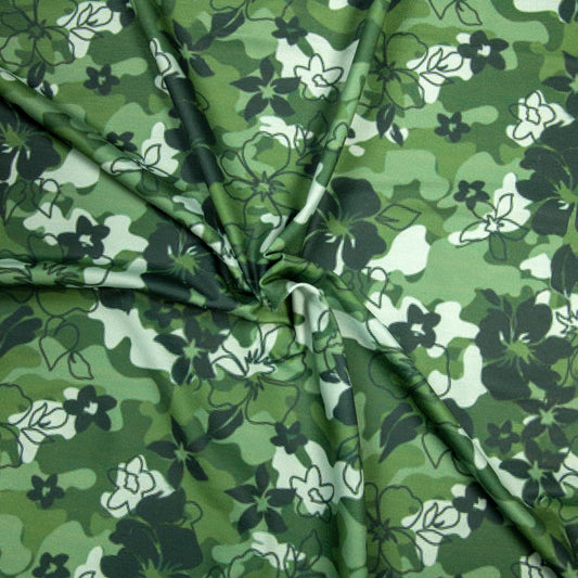 K249- Olive color Flowers knit printed 4.0 fabric