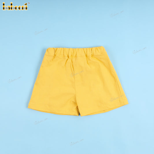 Short Yellow Khaki Pant Bow For Girl - BT75