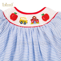 School bus hand smocked girl dress - DR 3083