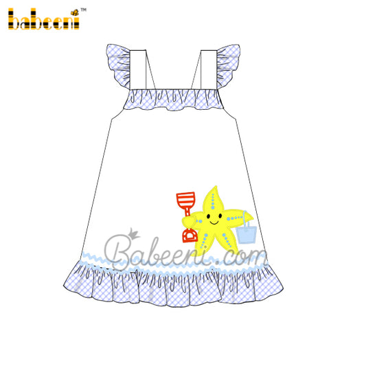 Starfish applique baby dress – DR 3489