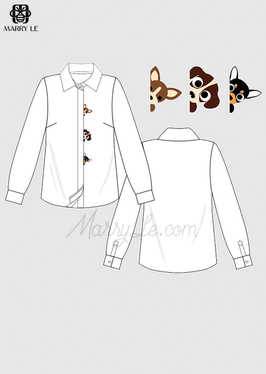 ANIMAL EMBROIDERY WOMAN SHIRT - MD231