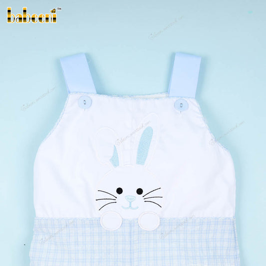 Applique Shortall Blue Easter Bunny For Boy - BC1116