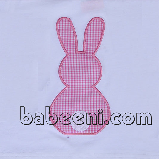 Easter bunny applique set for baby girl - DR 2193