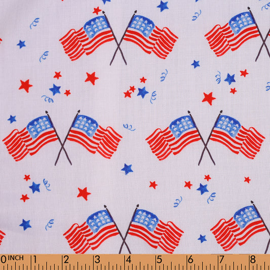 F55- America's flag printed 4.0 in pique fabric