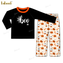 Boy Outfit Black And Orange Embroidered Boo - BC1277