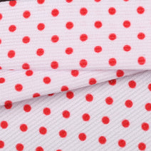 D104- Red dot in white pique printed fabric