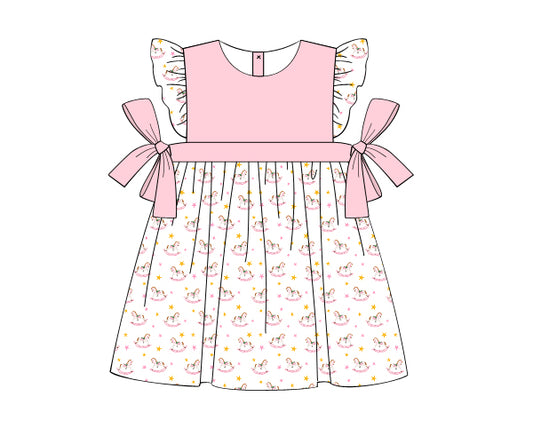 K246- Pink rocking horse knit printed 4.0