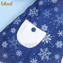 Snow-flakes printed long sleeve girl dress for Christmas season - DR 3307