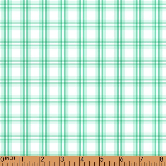 P8 -mint windowpane plaid fabric