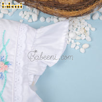 Pure flower embroidered pintuck white dress - DR 2987A