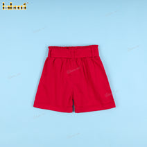 Khaki Pant In Red With Bow For Girl - BT78