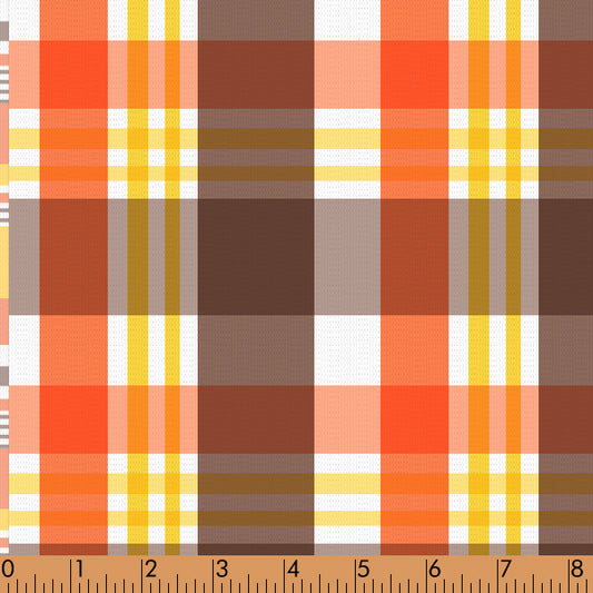 M53 - Orange and brown plaid fabric