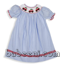 Lovely X-mas tree car smocked bishop dress - DR 2906