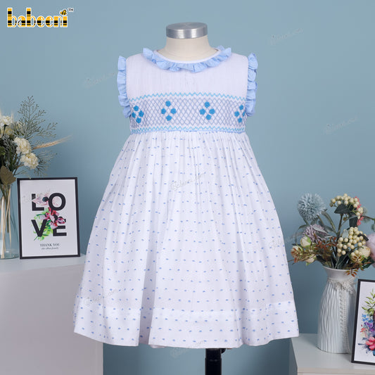 Tiny hand-embroidered flowers on Smock fabric DR4176