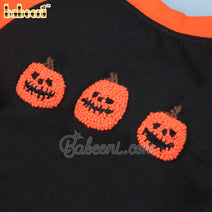 Pumpkin French knot embroidery boy bubble - BC1155