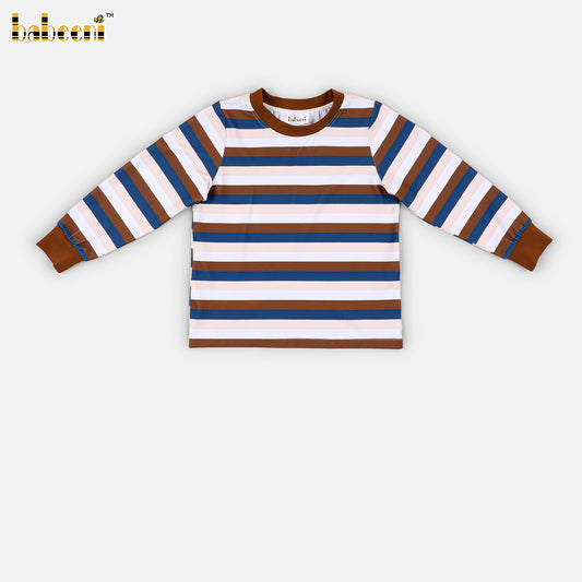 BC1432 – Striped Long Sleeve Knit T-Shirt For Boy