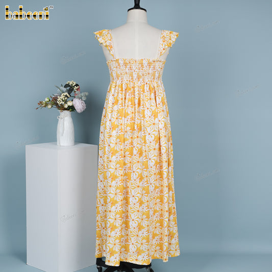 Lady dress white and yellow flower woven 4.0 printing - DR4169