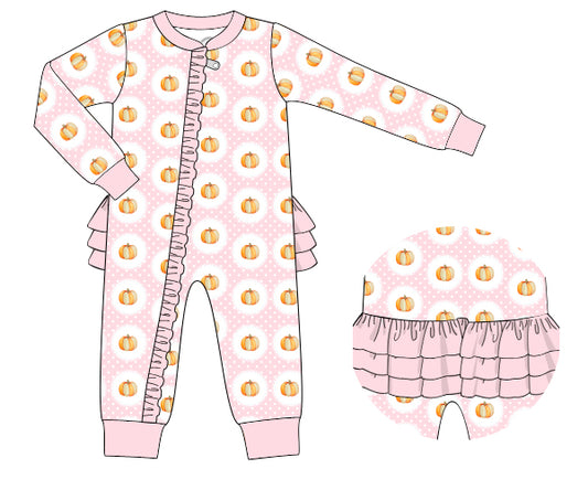 K370- pink polkadot with pumpkin knit printing 4.0