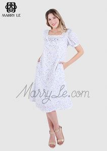 FLOWER EMBROIDERY DRESS WITH FLOWER PRINTED – MD554