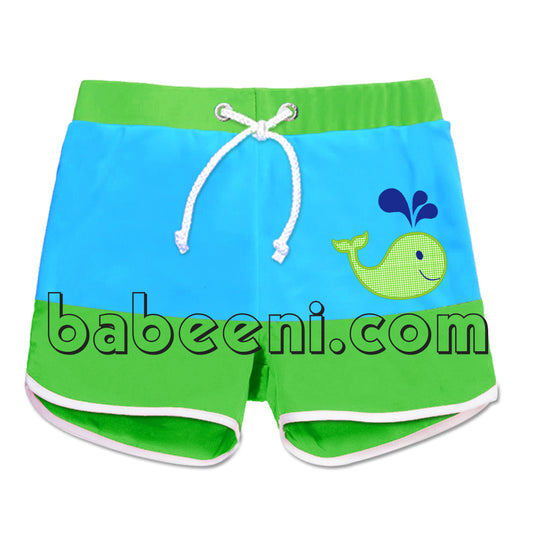 Lovely whale applique swim trunk for little boys - SW 308