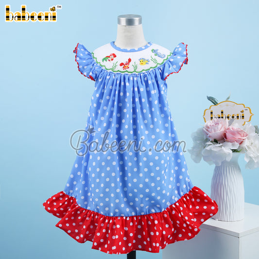 Lovely mermaid hand smocked girl bishop dress - DR3752
