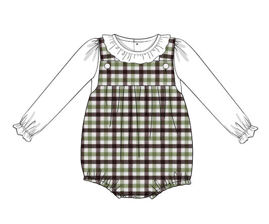 M99- Olive, brown plaid fabric