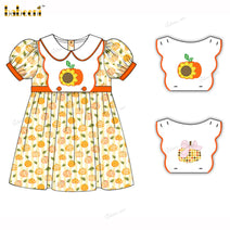 Girl Dress Hand Embroidered Pumpkin Sunflower - DR4003