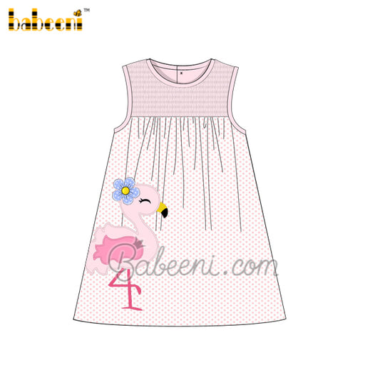 Fancy Flamingo applique girl dress – DR 3484