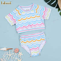 2-pieces Swimwear For girl Spring-Summer with colorful waves pattern - DR4212