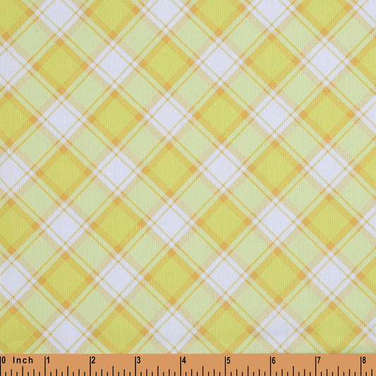 F113- Yellow plaid rhombus pique printing 4.0