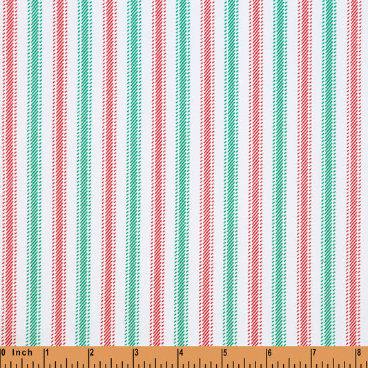 C26- Red, green stripe fabric (100% cotton)