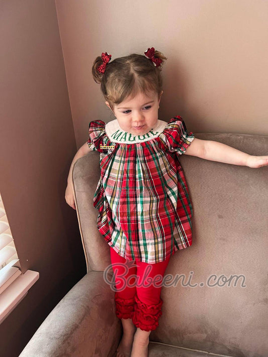 Name smocked Christmas dress