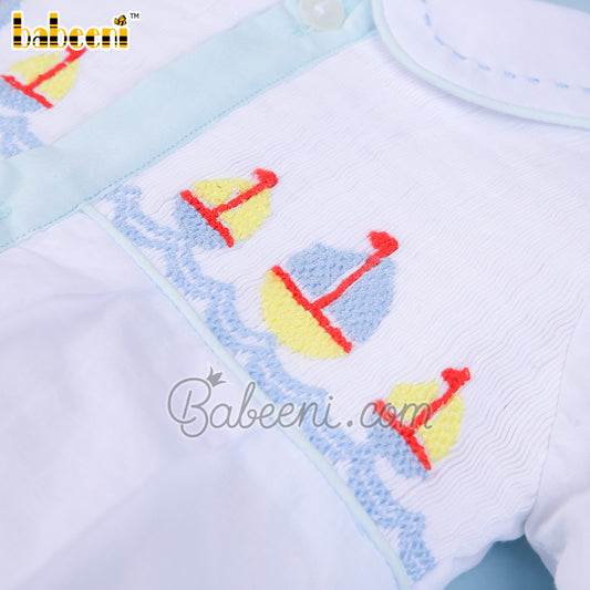 Sailboat hand smocked baby bubble – KN 235