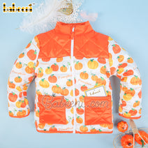 Pumpkin printed quilted coat– QC 104