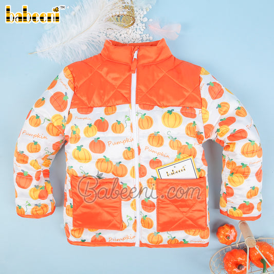 Pumpkin printed quilted coat– QC 104