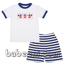 Cute anchor smocked knit boy set - BC 539