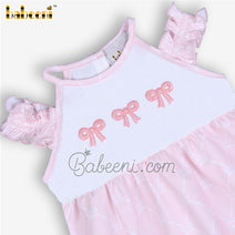 Bow hand embroidery baby girl bubble - DR 3418