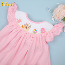 Cute Sandy Castle Smocked Short Set For Girl - DR3539