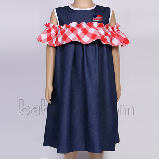 Beautiful navy flag dress for girl -DR 2630