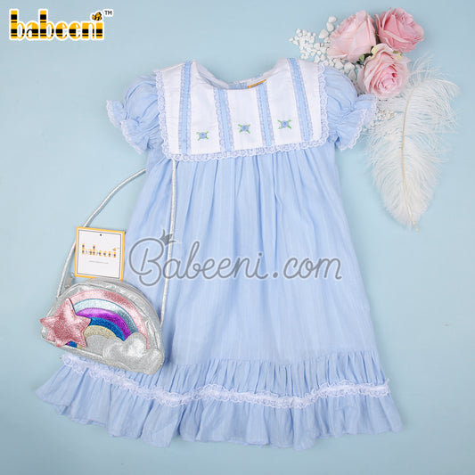 Girl hand embroidery flowery Dress- DR 2976A