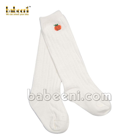 Pumpkin hand embroidery sock - HS 32