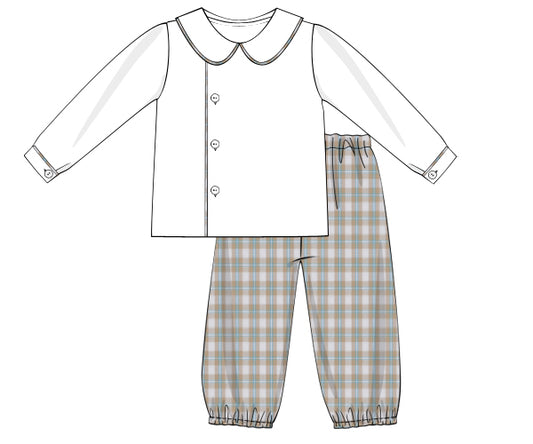 T38- Cream, White, aqua flannel fabric