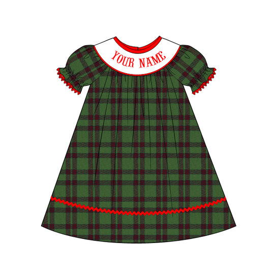 T56- Green, red tartan fabric