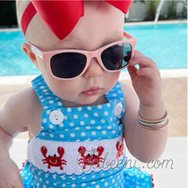 Crab smocked girl swimwear