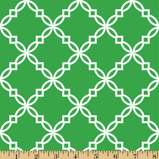 K56.0 - Green fancy quatrefoil printed knit - add $0.5 extra for each item for this fabric